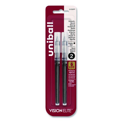 Image of uniball® 61233PP Refill For Vision Elite Roller Ball Pens, Bold Conical Tip, Black Ink, 2/pack