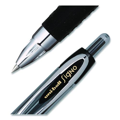 Image of uniball® 61255 Signo 207 Gel Pen, Retractable, Fine 0.5 mm, Black Ink, Smoke/Black Barrel, Dozen
