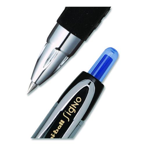 Image of uniball® 61256 Signo 207 Gel Pen, Retractable, Fine 0.5 mm, Blue Ink, Smoke/Black/Blue Barrel, Dozen