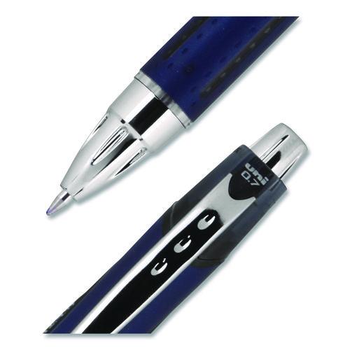 Image of uniball® 62152 Jetstream Hybrid Gel Pen, Retractable, Fine 0.7 mm, Black Ink, Blue/Silver Barrel