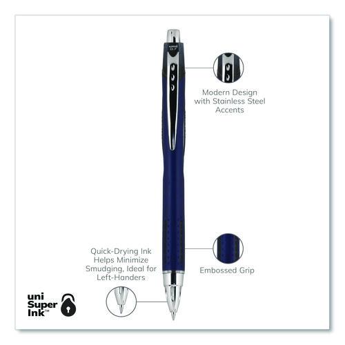 Image of uniball® 62152 Jetstream Hybrid Gel Pen, Retractable, Fine 0.7 mm, Black Ink, Blue/Silver Barrel