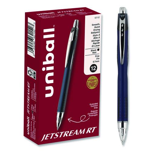 Image of uniball® 62152 Jetstream Hybrid Gel Pen, Retractable, Fine 0.7 mm, Black Ink, Blue/Silver Barrel