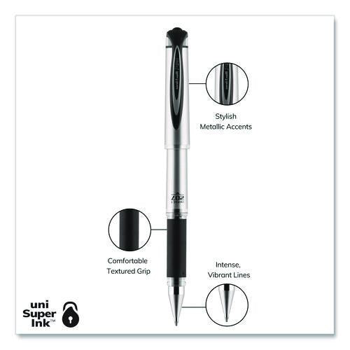Image of uniball® 65800 207 Impact Gel Pen, Stick, Bold 1 Mm, Black Ink, Silver/black Barrel