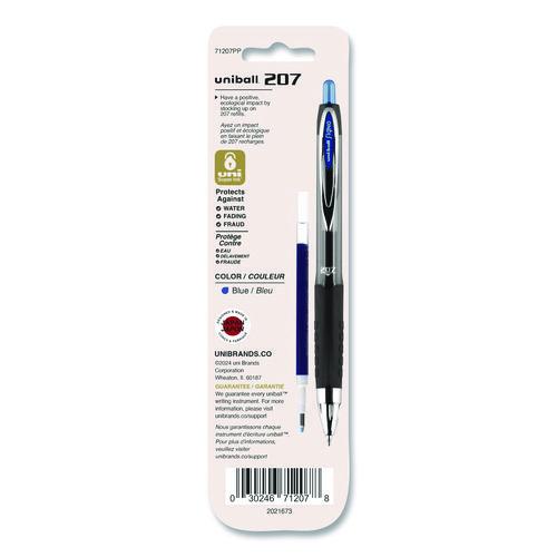 Image of uniballÂ® Refill For Signo Gel 207 Pens, Medium Conical Tip, Blue Ink, 2/pack