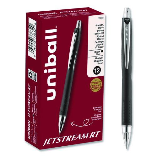 Image of uniball® 73832 Jetstream Hybrid Gel Pen, Retractable, Bold 1 mm, Black Ink, Black/Silver Barrel