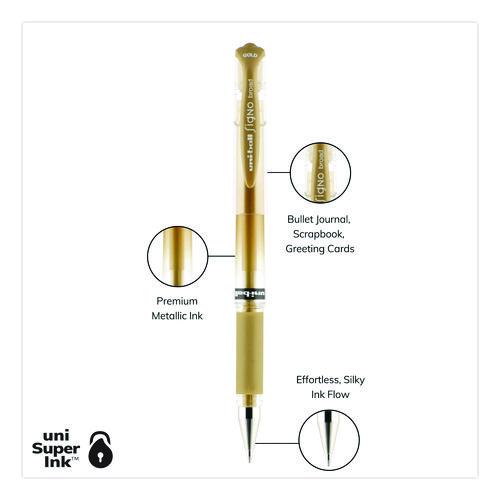 Image of uniball® 1919997 Signo Impact Gel Pen, Stick, Bold 1 mm, Assorted Metallic Ink and Barrel Colors, 3/Pack