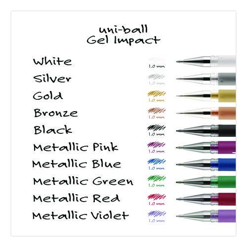 Image of uniball® 1919997 Signo Impact Gel Pen, Stick, Bold 1 mm, Assorted Metallic Ink and Barrel Colors, 3/Pack