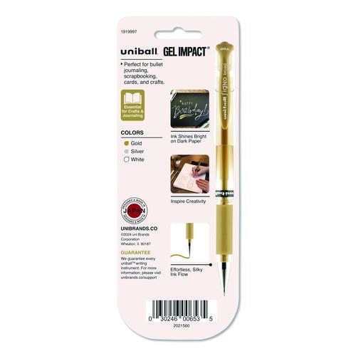 Image of uniball® 1919997 Signo Impact Gel Pen, Stick, Bold 1 mm, Assorted Metallic Ink and Barrel Colors, 3/Pack