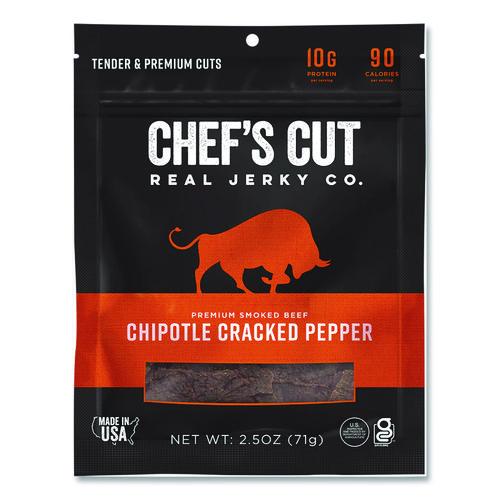 Image of Chef's Cut CCR00501 Real Steak Jerky, Chipolte Cracked Pepper, 2.5 Oz Bag