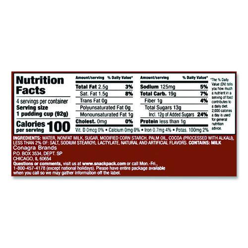 Image of Snack Pack® HUN55418 Pudding Cups, Chocolate, 3.5 Oz Cup, 48/carton