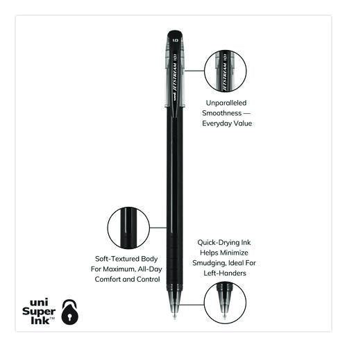 Image of uniball® 1768011 Jetstream 101 Hybrid Gel Pen, Stick, Bold 1 mm, Black Ink, Black Barrel, Dozen