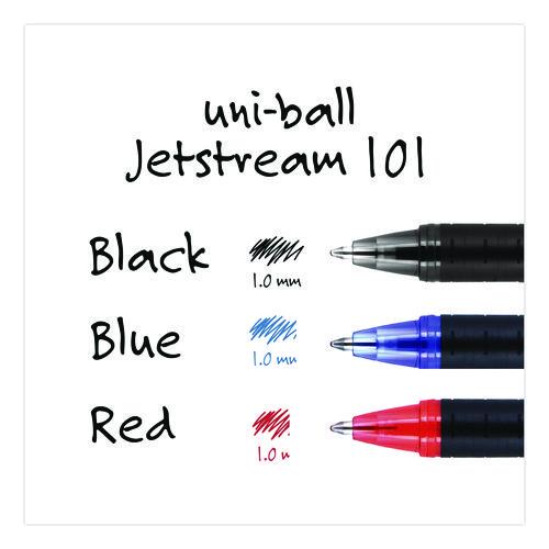 Image of uniball® 1768011 Jetstream 101 Hybrid Gel Pen, Stick, Bold 1 mm, Black Ink, Black Barrel, Dozen