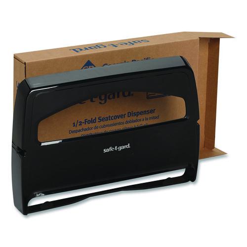 Image of Georgia Pacific® Professional 57748 Safe-T-Gard Toilet Seat Cover Dispenser, Half-Fold, 16.38 X 2.5 X 11.75, Black