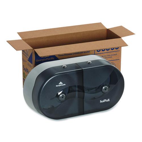 Image of Georgia PacificÂ® Professional Sofpull Twin High-Capacity Center-Pull Dispenser, 20.13 X 7 X 10.75, Smoke