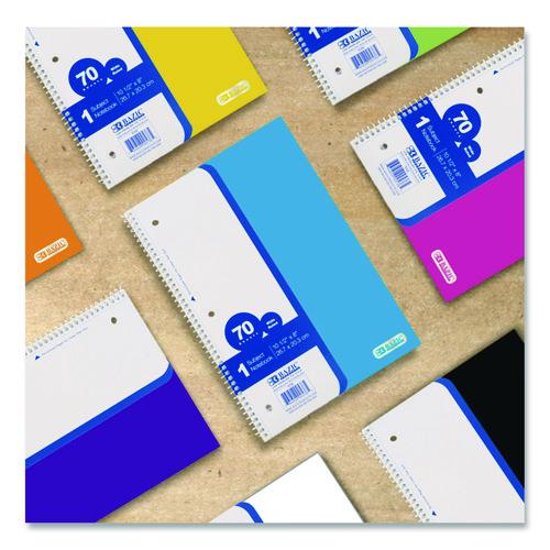 Image of BAZIC® Products BAZ538 Spiral Notebooks, 1-Subject, Wide/Legal Rule, Randomly Assorted Cover Color, (70) 10.5 x 8 Sheets