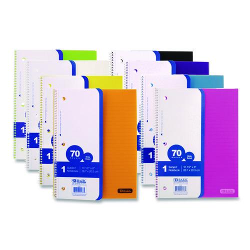 Image of BAZIC® Products BAZ538 Spiral Notebooks, 1-Subject, Wide/Legal Rule, Randomly Assorted Cover Color, (70) 10.5 x 8 Sheets