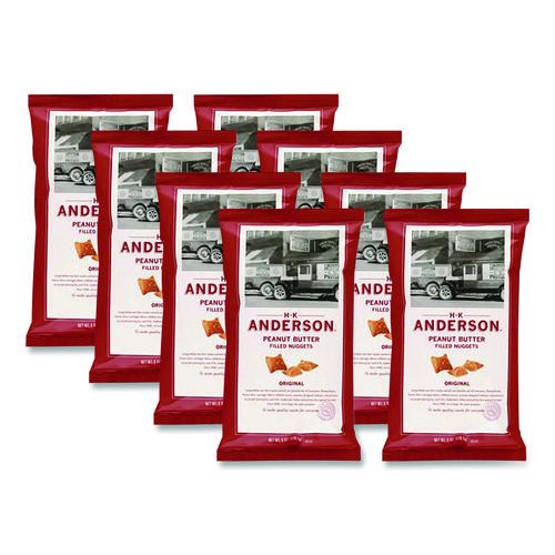 Image of HK Anderson UQF27593 Peanut Butter Filled Pretzel Nuggets, Original, 2.5 Oz Packets, 8/carton