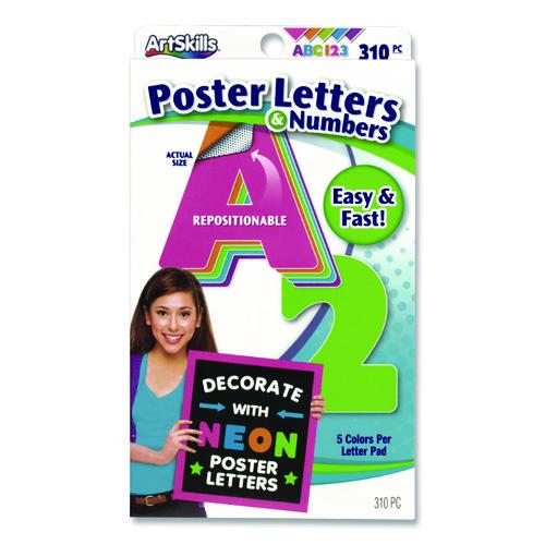 Image of ArtSkills® PA-1464 Neon Color Poster Letters and Numbers, Assorted Neon Character Colors, 310/Pack