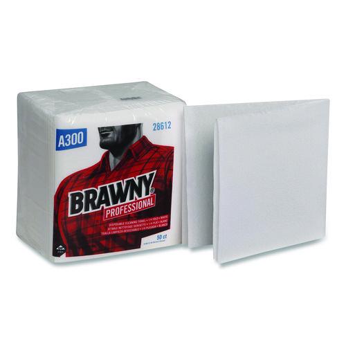 Image of Brawny® Professional 28612 Professional Cleaning Towels, 1-Ply, 12 X 13, White, 50/pack, 18 Packs/carton