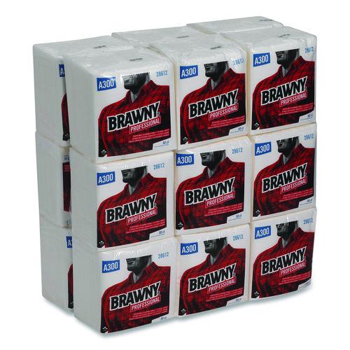Image of Brawny® Professional 28612 Professional Cleaning Towels, 1-Ply, 12 X 13, White, 50/pack, 18 Packs/carton