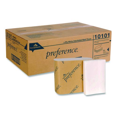 Image of Georgia Pacific® Professional 10101 preference Singlefold Interfolded Bath Tissue, Septic Safe, 1-Ply, White, 400 Sheets/Pack, 60 Packs/Carton
