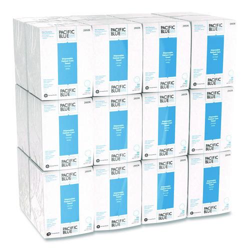 Image of Georgia Pacific® Professional 29506 Pacific Blue Select Disposable Patient Care Washcloths, 1-Ply, 10 x 13, Unscented, White, 55/Pack, 24 Packs/Carton