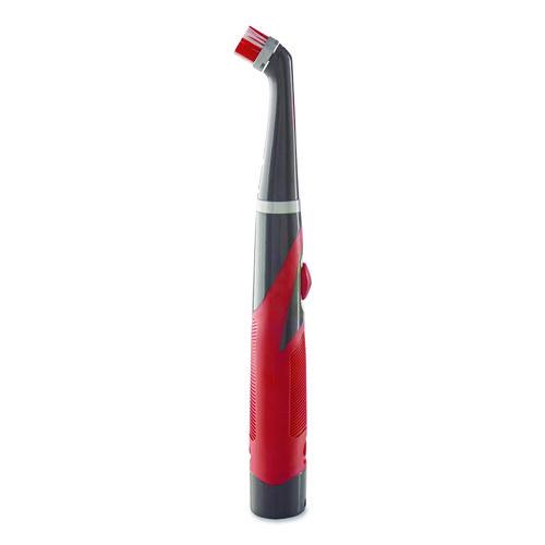 Image of Rubbermaid® 1839685 Multi-Purpose Cordless Battery Power Scrubber, Red/White Nylon Bristles, 12.68" Brush, 7" Red/Black Handle
