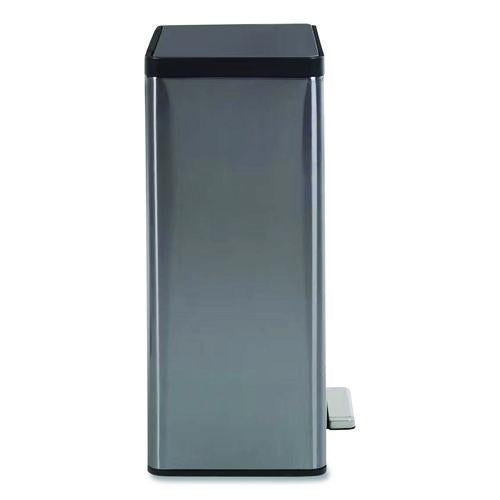 Image of Rubbermaid® 2112520 Elite Step-On Trash Can, 12 gal, Metal, Charcoal Stainless Steel/Black