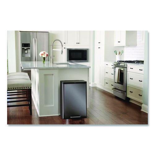 Image of Rubbermaid® 2112520 Elite Step-On Trash Can, 12 gal, Metal, Charcoal Stainless Steel/Black