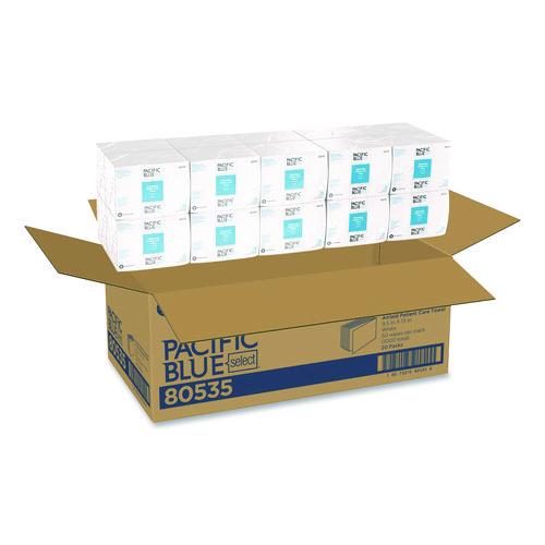 Image of Georgia Pacific® Professional 80535 Pacific Blue Select Disposable Patient Care Washcloths, 1-Ply, 9.5 x 13, Unscented, White, 50/Pack, 20 Packs/Carton