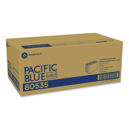 Image of Georgia Pacific® Professional 80535 Pacific Blue Select Disposable Patient Care Washcloths, 1-Ply, 9.5 x 13, Unscented, White, 50/Pack, 20 Packs/Carton