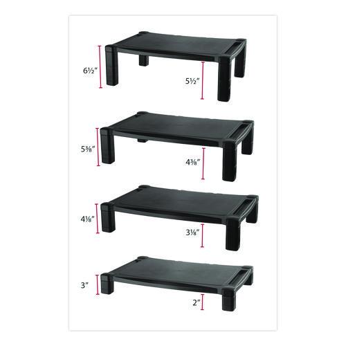 Image of Kantek MS500 Wide Deluxe Two-Level Monitor Stand, 20" X 13.25" X 3" To 6.5", Black, Supports 50 Lbs