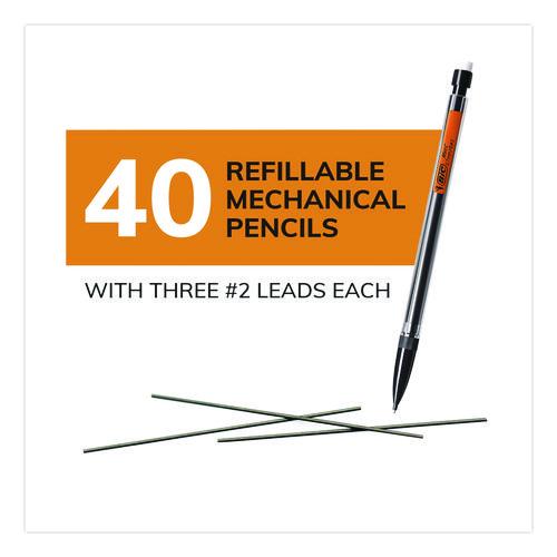 Image of BIC® MPP40MJ-BLK Xtra Smooth Mechanical Pencil, 0.7 mm, HB (#2), Black Lead, Clear Barrel, 40/Pack