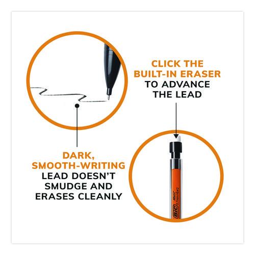 Image of BIC® MPP40MJ-BLK Xtra Smooth Mechanical Pencil, 0.7 mm, HB (#2), Black Lead, Clear Barrel, 40/Pack