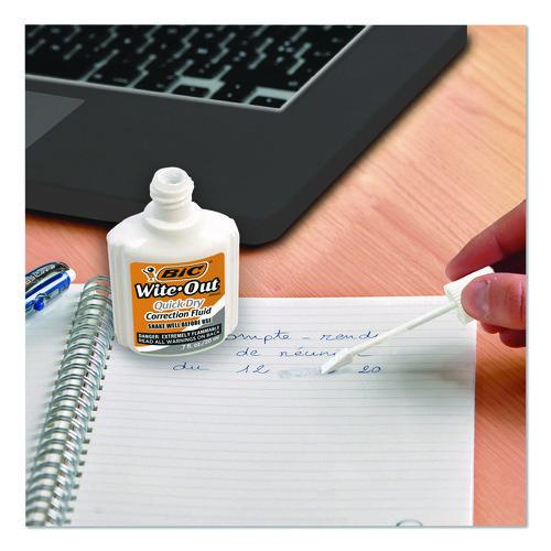 Image of BIC® WOFQDP24-A-WHI Wite-Out Quick Dry Correction Fluid, Foam Brush Tip Applicator, 0.68 oz Bottle, White, 2/Pack