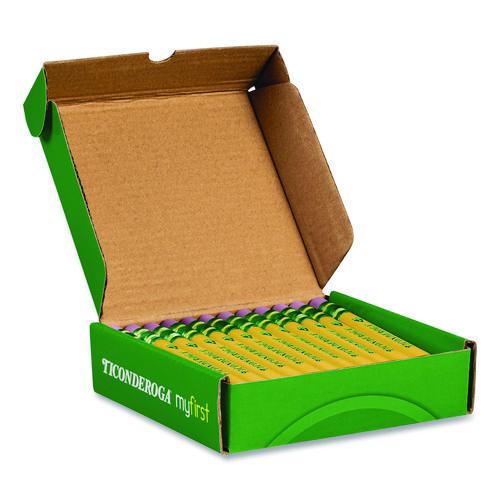 Image of Ticonderoga® X33136-0001 My First Short Pencil with Eraser, 3.6 mm, HB (#2), Black Lead/Yellow Barrel, 36/Pack