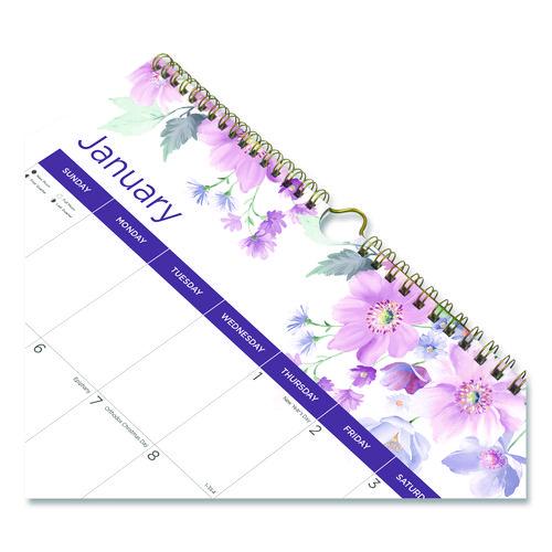 Image of Blueline® 12-Month Colorful Wall Calendar, Passion Floral Artwork, 12 x 17, White/Multicolor Sheets, 12-Month (Jan to Dec): 2026