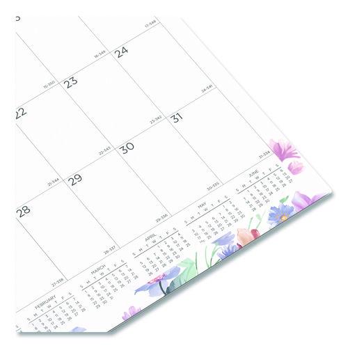 Image of Blueline® 12-Month Colorful Wall Calendar, Passion Floral Artwork, 12 x 17, White/Multicolor Sheets, 12-Month (Jan to Dec): 2026