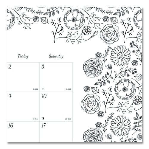 Image of Blueline® Monthly Desk Pad Calendar, DoodlePlan Coloring Pages, 22 x 17, Black Binding, Clear Corners, 12-Month (Jan to Dec): 2025