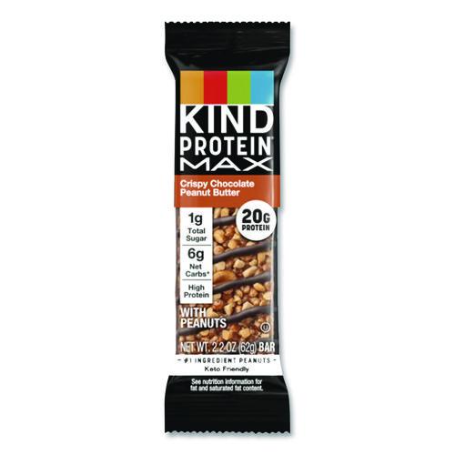 Image of KIND PHW43470 Protein MAX Bar, Crispy Chocolate Peanut Butter, 2.2 oz Bar, 12/Box