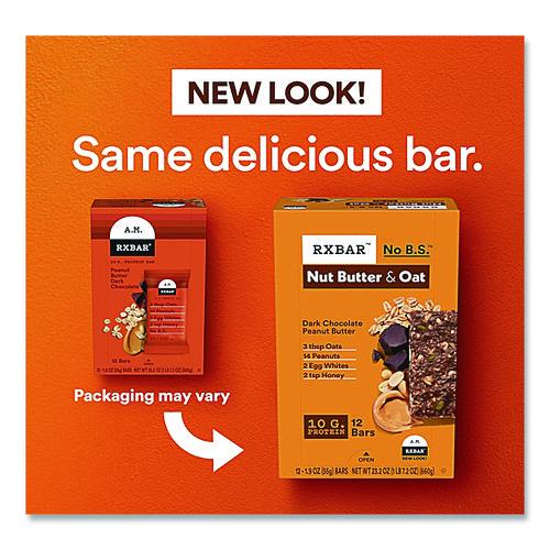 Image of A.M. RXBAR® KEE00718 Gluten-Free Peanut Butter Dark Chocolate Protein Bar, 1.9 oz Bar, 12/Box