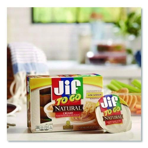Image of Jif To Go® SMU99266 Spreads, Natural Creamy Peanut Butter, 1.5 oz Cup, 8/Box