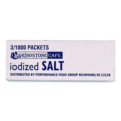 Image of Grindstone Cafe SUG09295 Grindstone Iodized Salt, 0.02 oz Packet, 1,000/Bag, 3 Bags/Carton