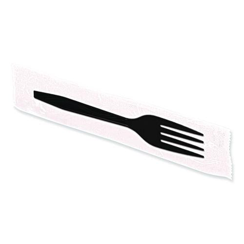 Image of Berkley Square BEP90202 Dispens-a-Fork, Individually Wrapped, Mediumweight Fork, Plastic, Black, 100/Box