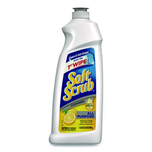 Image of Soft Scrub® 0 23400 07224 8 All Purpose Cleanser, Lemon Scent, 24 oz Bottle, 8/Carton