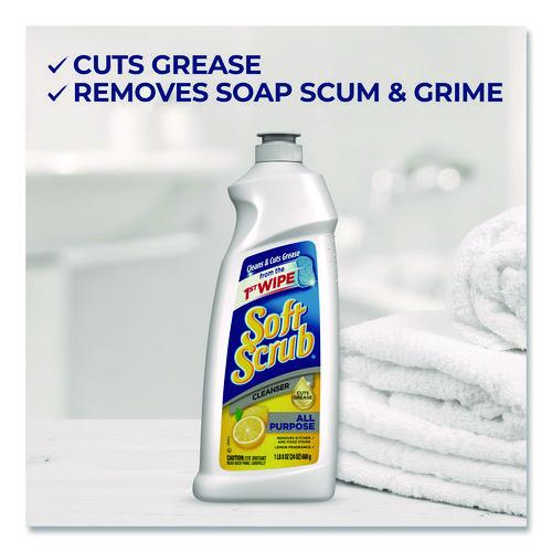 Image of Soft Scrub® 0 23400 07224 8 All Purpose Cleanser, Lemon Scent, 24 oz Bottle, 8/Carton