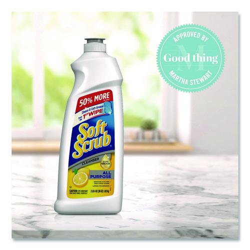Image of Soft Scrub® 0 23400 07224 8 All Purpose Cleanser, Lemon Scent, 24 oz Bottle, 8/Carton