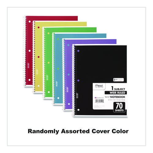 Image of Mead® 05510 Spiral Notebook, One-Subject, Wide/Legal Rule, Randomly Assorted Cover Color, (70) 10.5" x 7.5" Sheets