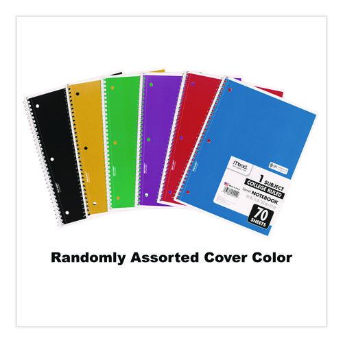 Image of Mead® 05512 Spiral Notebook, One-Subject, Medium/College Rule, Randomly Assorted Cover Color, (70) 10.5 x 7.5 Sheets