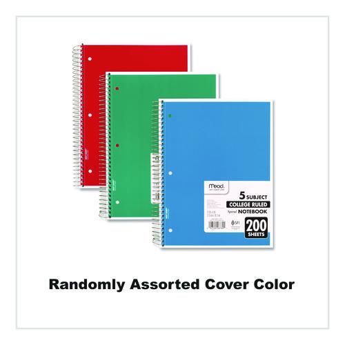 Image of Mead® 06780 Spiral Notebook, 5-Subject, Medium/College Rule, Randomly Assorted Cover Color, (200) 11 x 8 Sheets